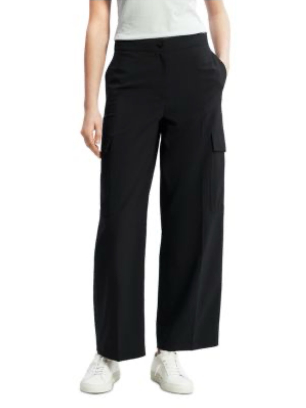 Theory Black Cargo Pant Women’s Size 0 Wide Leg Utility Trouser